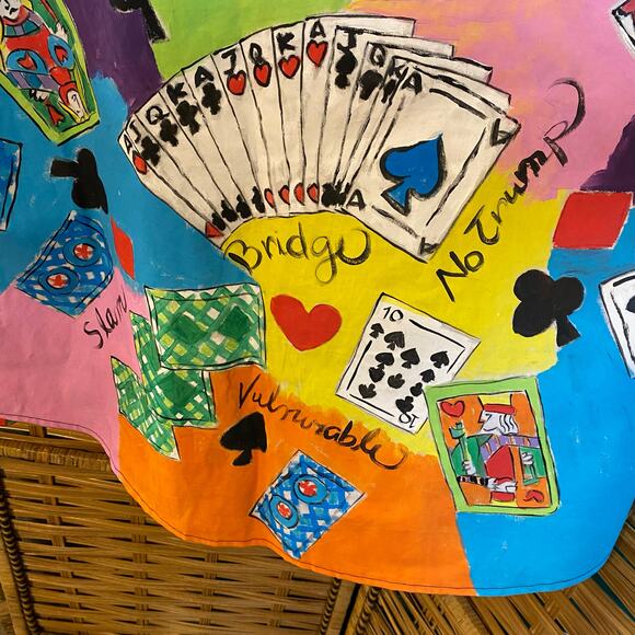 Vintage LRW Designs Atlanta Handpainted Card Game Shirt | 80s Artwear unique - Picture 8 of 9